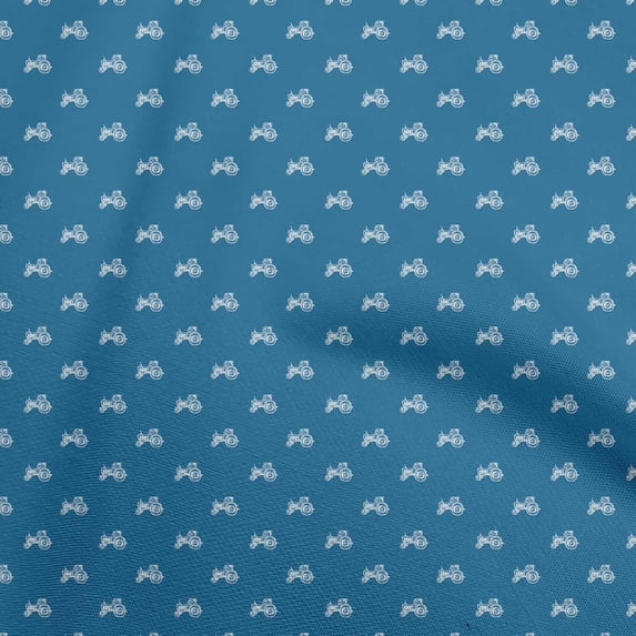 oneOone Georgette Viscose Blue Fabric Tractor Craft Projects Decor Fabric Printed By The Yard 42 Inch Wide