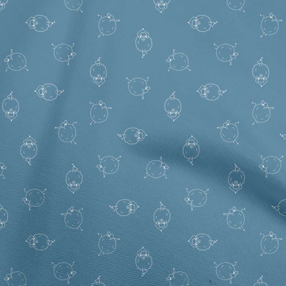 oneOone Georgette Viscose Blue Fabric Yoga Sheep Craft Projects Decor Fabric Printed By The Yard 42 Inch Wide