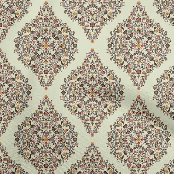 oneOone Georgette Viscose Brown Fabric Asian Paisley Floral Sewing Fabric By The Yard Printed Diy Clothing Sewing Supplies 42 Inch Wide