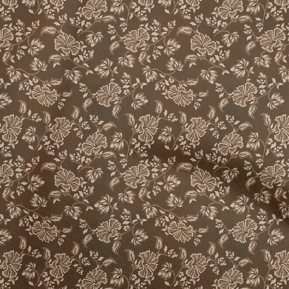oneOone Georgette Viscose Brown Fabric Batik Dress Material Fabric Print Fabric By The Yard 42 Inch Wide