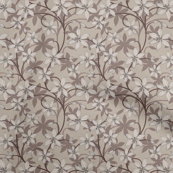 oneOone Georgette Viscose Brown Fabric Floral Retro Craft Projects Decor Fabric Printed By The Yard 42 Inch Wide