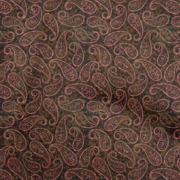 oneOone Georgette Viscose Brown Fabric Paisleys Craft Projects Decor Fabric Printed By The Yard 42 Inch Wide