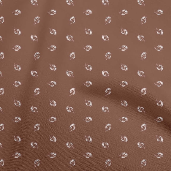 oneOone Georgette Viscose Brown Fabric Sea Shells Sewing Material Print Fabric By The Yard 42 Inch Wide