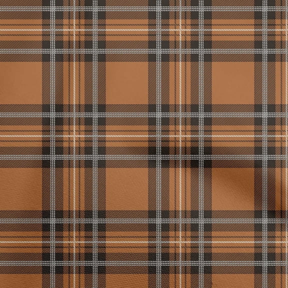 oneOone Georgette Viscose Brown Fabric Tartan Craft Projects Decor Fabric Printed By The Yard 42 Inch Wide