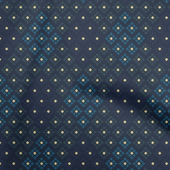 oneOone Georgette Viscose Dark Blue Fabric Argyle Dress Material Fabric Print Fabric By The Yard 42 Inch Wide