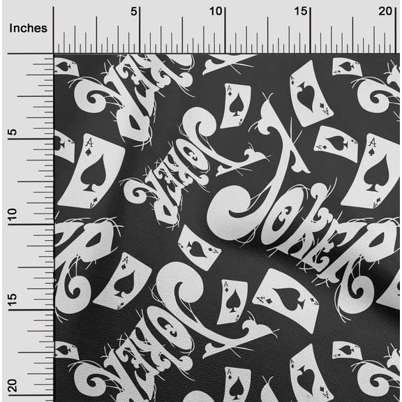 oneOone Georgette Viscose Dark Gray Fabric Joker & Poker Text Sewing Craft Projects Fabric Prints By Yard 42 Inch Wide