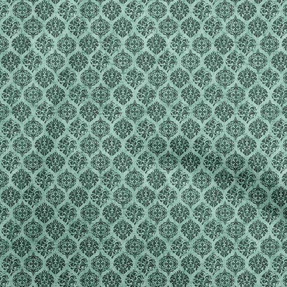 oneOone Georgette Viscose Dark Green Fabric Asian Batik Ogee Craft Projects Decor Fabric Printed By The Yard 42 Inch Wide