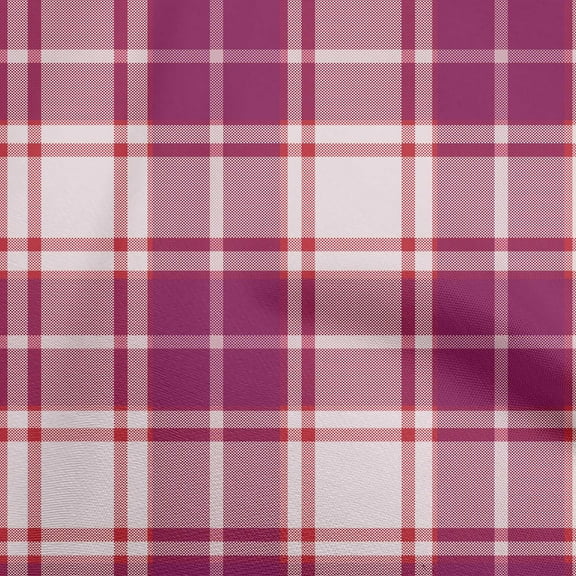oneOone Georgette Viscose Dark Magenta Fabric Check Plaid Sewing Craft Projects Fabric Prints By Yard 42 Inch Wide