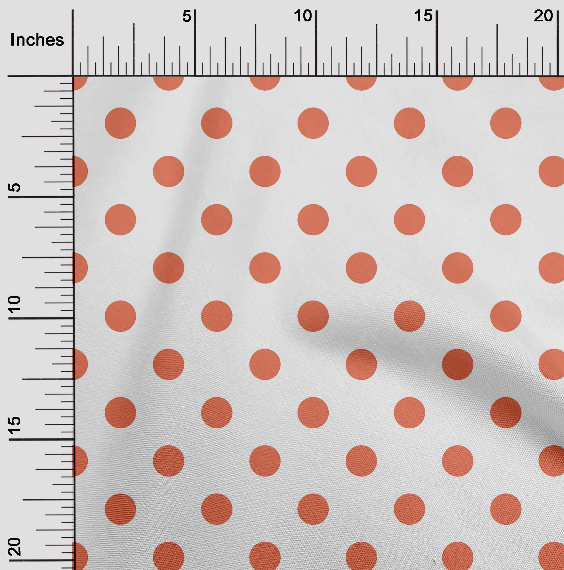 oneOone Georgette Viscose Dark Peach Fabric Polka Dots Dots Sewing Material Print Fabric By The Yard 42 Inch Wide