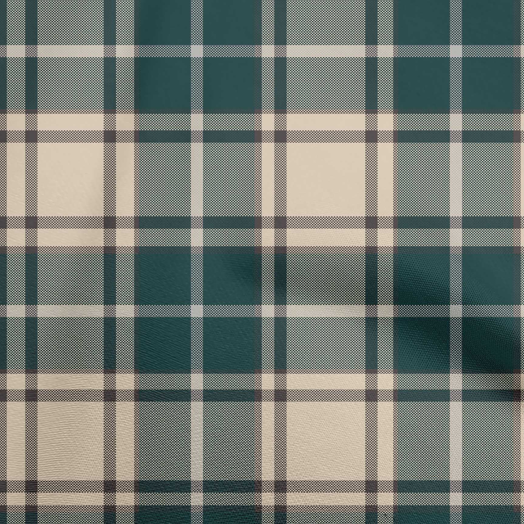 oneOone Georgette Viscose Dark Teal Blue Fabric Check Plaid Craft Projects Decor Fabric Printed By The Yard 42 Inch Wide