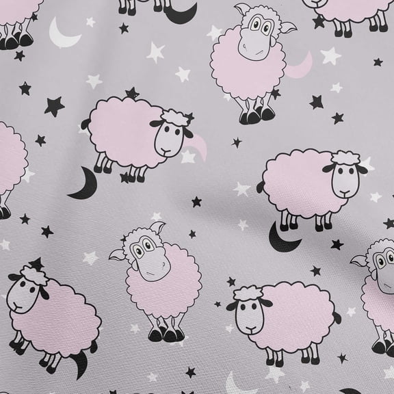 oneOone Georgette Viscose Dusty Gray Fabric Kids Sheep Sewing Craft Projects Fabric Prints By Yard 42 Inch Wide
