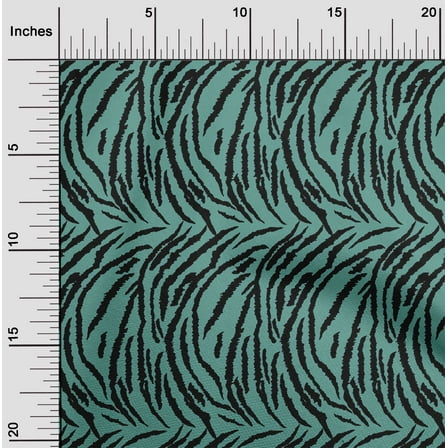 oneOone Georgette Viscose Dusty Teal Green Fabric Tiger Animal Skin Fabric For Sewing Printed Craft Fabric By The Yard 42 Inch Wide