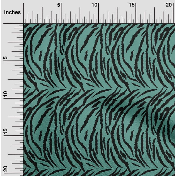 oneOone Georgette Viscose Dusty Teal Green Fabric Tiger Animal Skin Fabric For Sewing Printed Craft Fabric By The Yard 42 Inch Wide