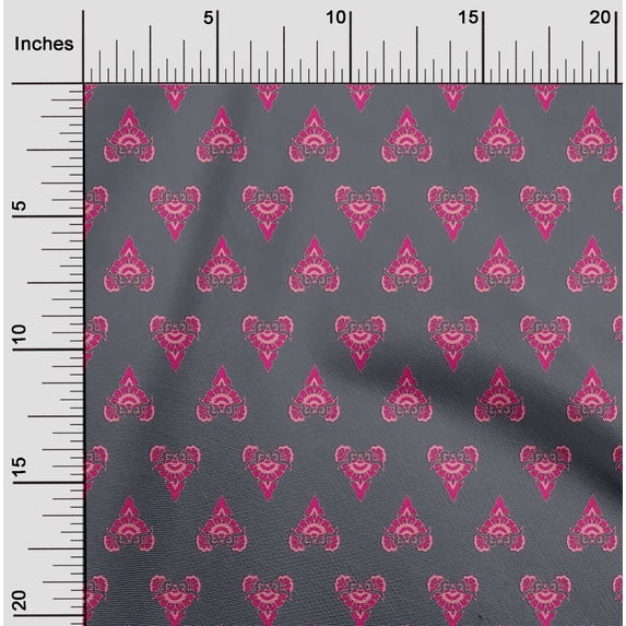 oneOone Georgette Viscose Fabric Floral Block Printed Fabric 1 Yard 42 Inch Wide