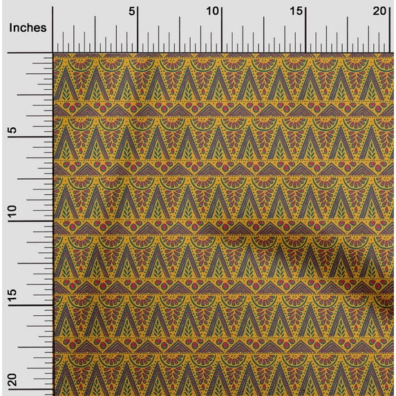 oneOone Georgette Viscose Fabric Geometric & Floral Block Printed Craft Fabric BTY 42 Inch Wide