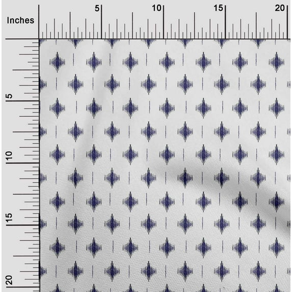 oneOone Georgette Viscose Fabric Geometric Line Ikat Printed Fabric 1 Yard 42 Inch Wide