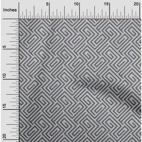 oneOone Georgette Viscose Fabric Greek Key Geometric Fabric Prints By Yard 42 Inches Wide