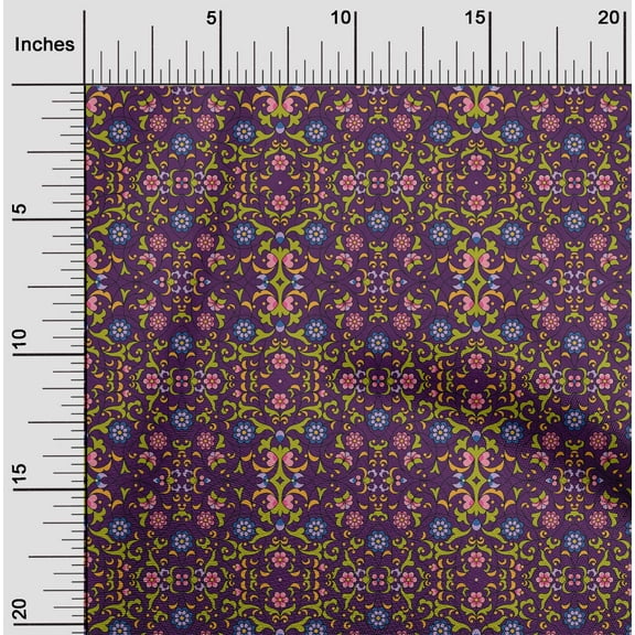 oneOone Georgette Viscose Fabric Leaves & Floral Clip Art Printed Craft Fabric BTY 42 Inches Wide