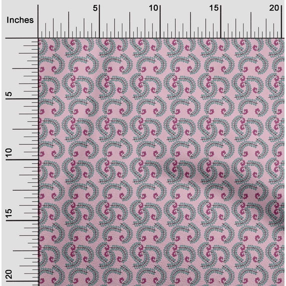 oneOone Georgette Viscose Fabric Leaves & Swirl Block Fabric Prints By Yard 42 Inch Wide