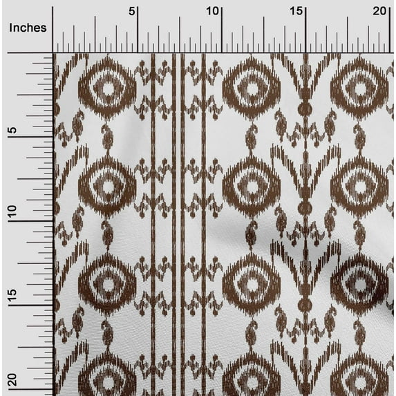 oneOone Georgette Viscose Fabric Paisley|Stripe & Circle Ikat Print Fabric By The Yard 42 Inch Wide