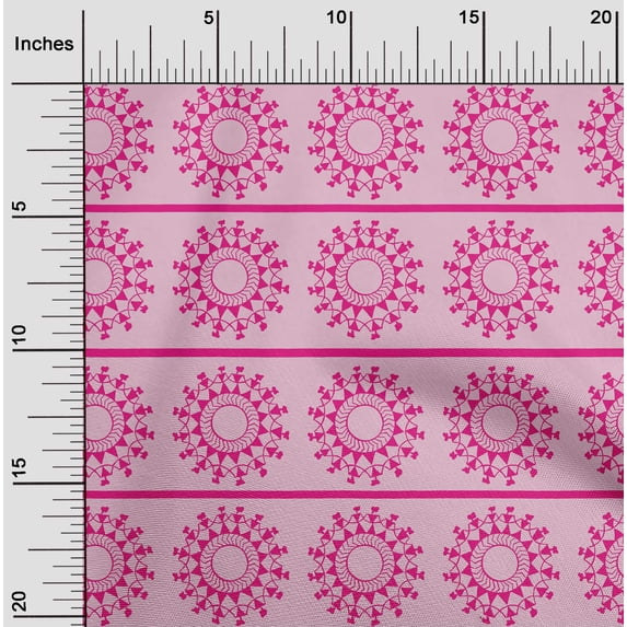 oneOone Georgette Viscose Fabric Stripe & Mandala Block Fabric Prints By Yard 42 Inch Wide