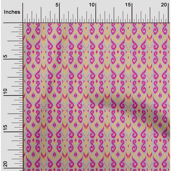 oneOone Georgette Viscose Fabric Stripe & Swirl Ikat Print Fabric By The Yard 42 Inch Wide