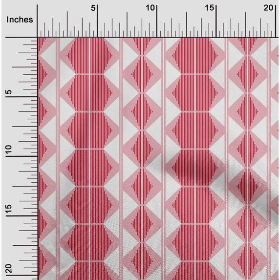 oneOone Georgette Viscose Fabric Triangle & Hexagon Geometric Printed Fabric 1 Yard 42 Inch Wide