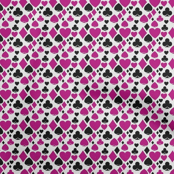 oneOone Georgette Viscose Fuschia Pink Fabric Poker Card Diy Clothing Quilting Fabric Print Fabric By Yard 42 Inch Wide