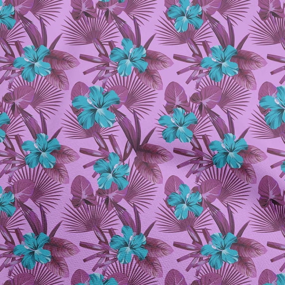 oneOone Georgette Viscose Fuschia Pink Fabric Tropical Leaf Dress Material Fabric Print Fabric By The Yard 42 Inch Wide-YO