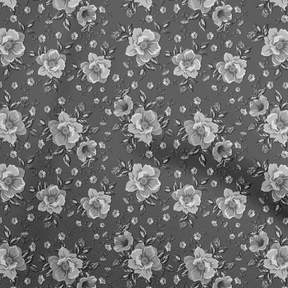 oneOone Georgette Viscose Gray Fabric Floral Dress Material Fabric Print Fabric By The Yard 42 Inch Wide