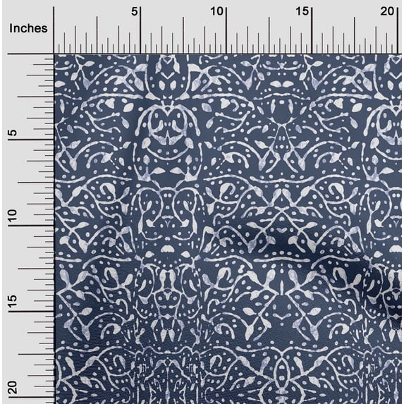 oneOone Georgette Viscose Indigo Blue Fabric Abstract Block Sewing Material Print Fabric By The Yard 42 Inch Wide