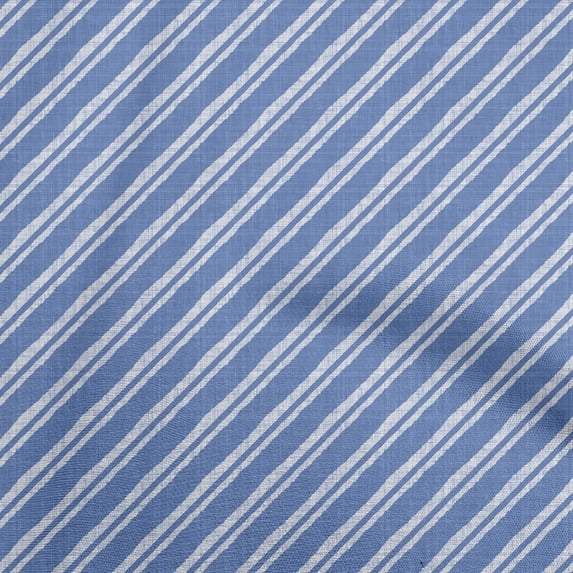 oneOone Georgette Viscose Light Blue Fabric Stripes Sewing Material Print Fabric By The Yard 42 Inch Wide