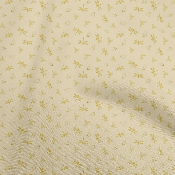 oneOone Georgette Viscose Light Brown Fabric Dragonfly Sewing Material Print Fabric By The Yard 42 Inch Wide