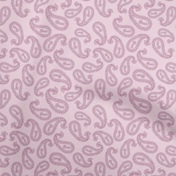 oneOone Georgette Viscose Light Pink Fabric Asian Floral Paisley Craft Projects Decor Fabric Printed By The Yard 42 Inch Wide