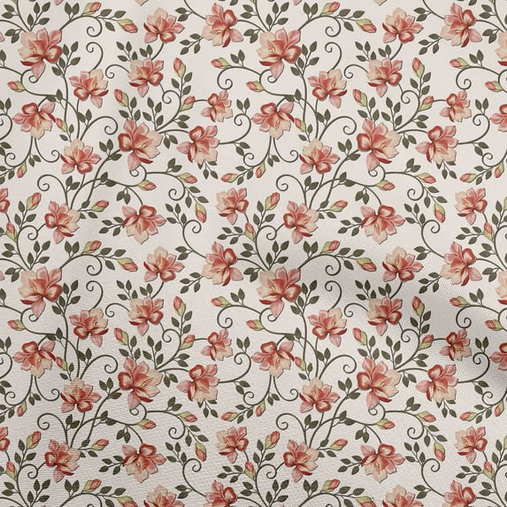 oneOone Georgette Viscose Light Pink Fabric Floral Craft Projects Decor Fabric Printed By The Yard 42 Inch Wide