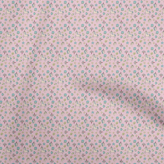 oneOone Georgette Viscose Light Pink Fabric Princess Unicorn Animal Dress Material Fabric Print Fabric By The Yard 42 Inch Wide