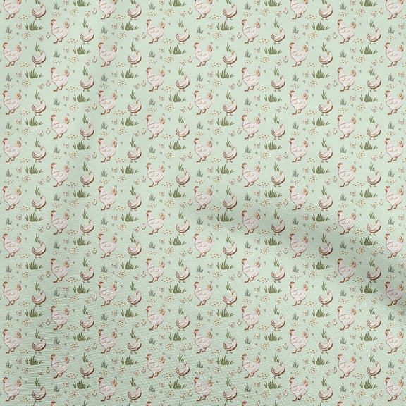 oneOone Georgette Viscose Lime Green Fabric Birds Rooster Sewing Material Print Fabric By The Yard 42 Inch Wide