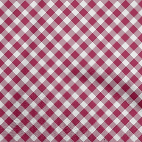 oneOone Georgette Viscose Magenta Fabric Gingham Check Fabric For Sewing Printed Craft Fabric By The Yard 42 Inch Wide
