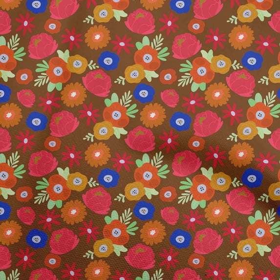 oneOone Georgette Viscose Maroon Fabric Abstract Retro Floral Craft Projects Decor Fabric Printed By The Yard 42 Inch Wide