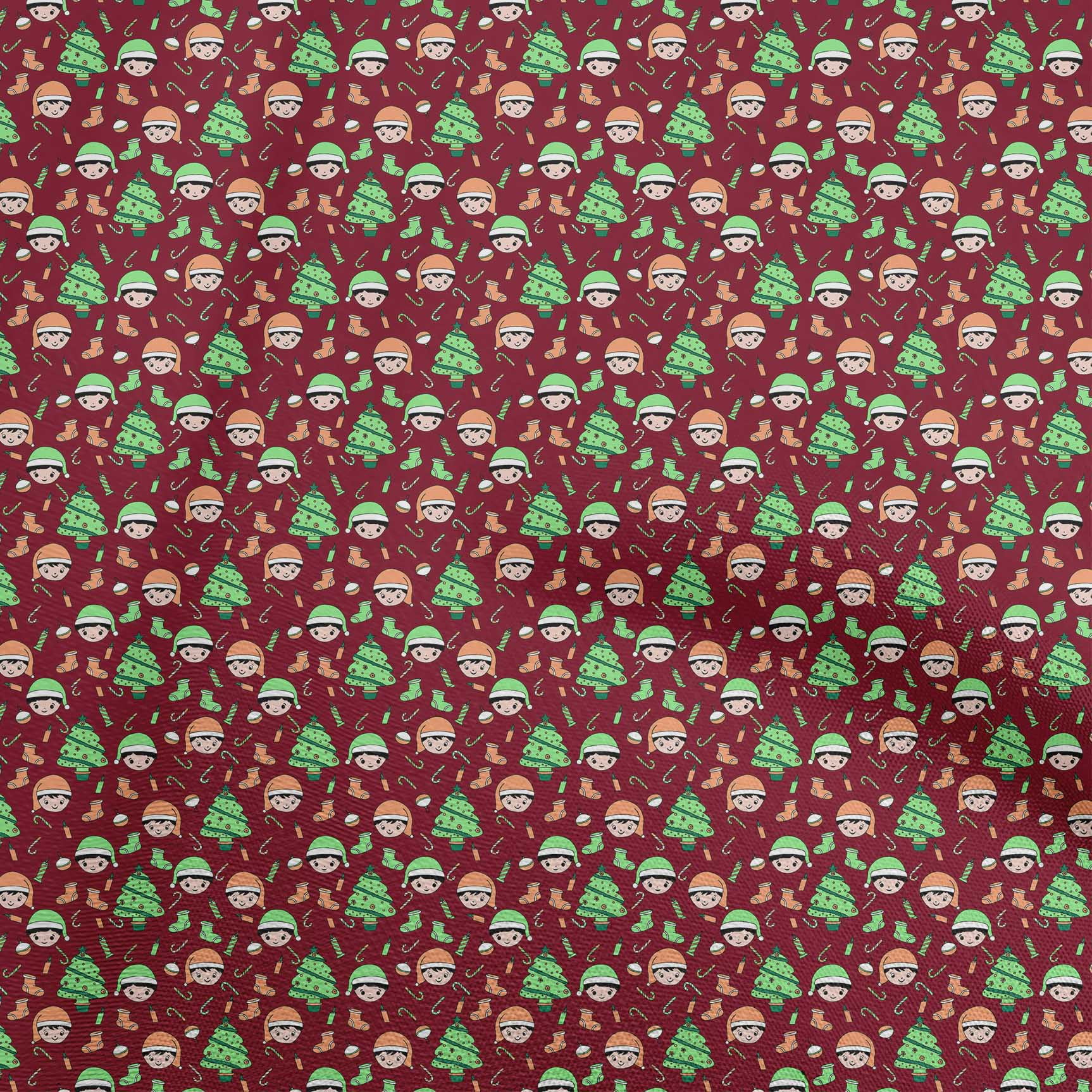 oneOone Georgette Viscose Maroon Fabric Christmas Sewing Fabric By The Yard Printed Diy Clothing Sewing Supplies 42 Inch Wide