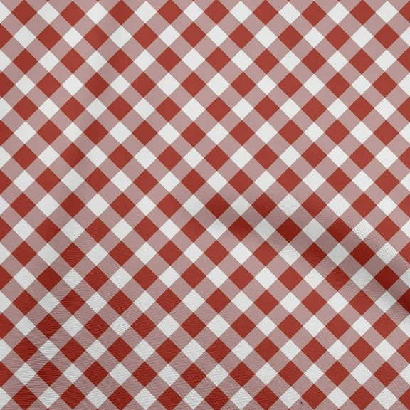 oneOone Georgette Viscose Maroon Fabric Gingham Check Fabric For Sewing Printed Craft Fabric By The Yard 42 Inch Wide