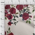 thumbnail image 1 of oneOone Georgette Viscose Maroon Fabric Leaves & Rose Floral Craft Projects Decor Fabric Printed By The Yard 42 Inch Wide, 1 of 4