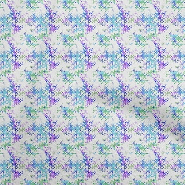 oneOone Georgette Viscose Medium Blue Fabric Abstracts Dress Material Fabric Print Fabric By The Yard 42 Inch Wide