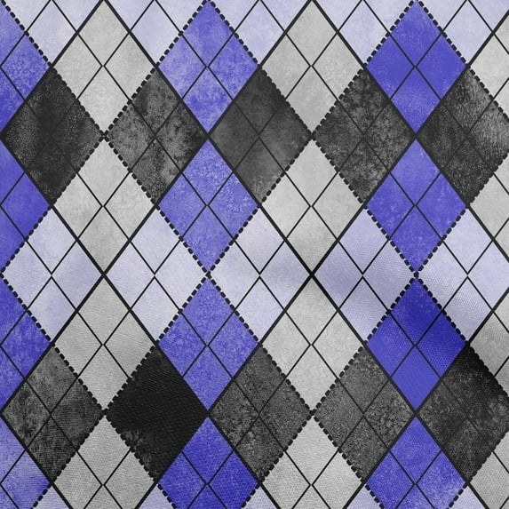 oneOone Georgette Viscose Medium Blue Fabric Argyle Quilting Supplies Print Sewing Fabric By The Yard 42 Inch Wide