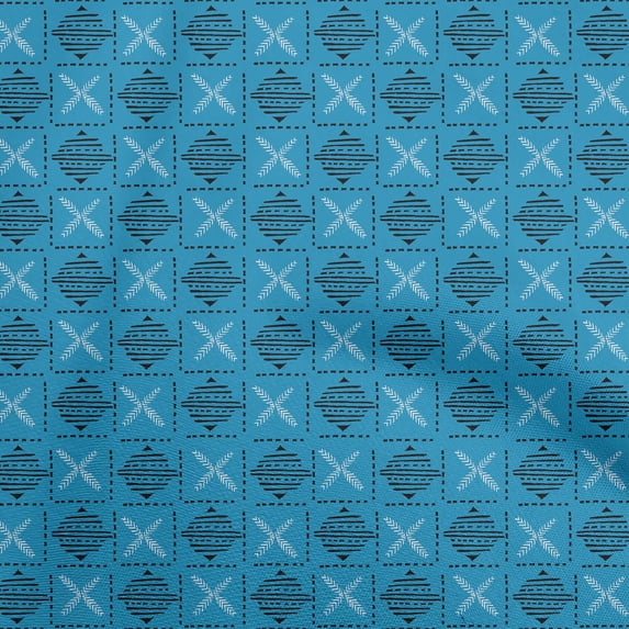 oneOone Georgette Viscose Medium Blue Fabric Block Quilting Supplies Print Sewing Fabric By The Yard 42 Inch Wide-CK