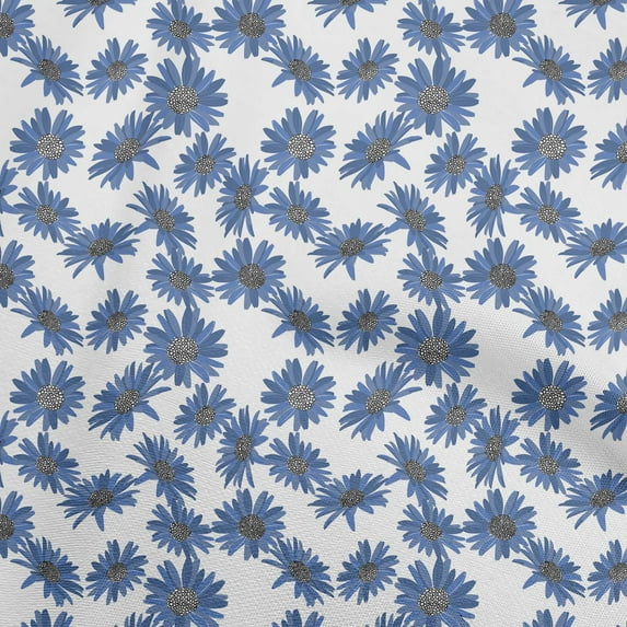 oneOone Georgette Viscose Medium Blue Fabric Floral Quilting Supplies Print Sewing Fabric By The Yard 42 Inch Wide