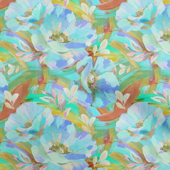 oneOone Georgette Viscose Medium Blue Fabric Floral & Quilting Supplies Print Sewing Fabric By The Yard 42 Inch Wide