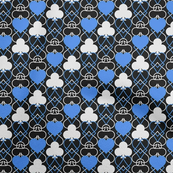 oneOone Georgette Viscose Medium Blue Fabric Poker Card Quilting Supplies Print Sewing Fabric By The Yard 42 Inch Wide