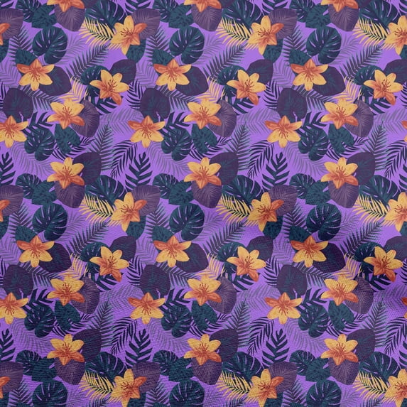 oneOone Georgette Viscose Medium Purple Fabric Tropical Quilting Supplies Print Sewing Fabric By The Yard 42 Inch Wide