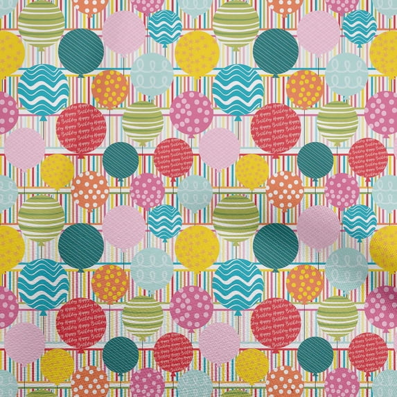 oneOone Georgette Viscose Multi-Color Fabric Kids Ballon With Stripe Diy Clothing Quilting Fabric Print Fabric By Yard 42 Inch Wide